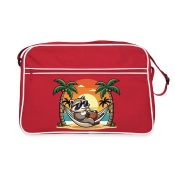 Raton laveur drôle sur le hamac de plage pendant les vacances d’été - Sac Retro - rouge/blanc - Devant