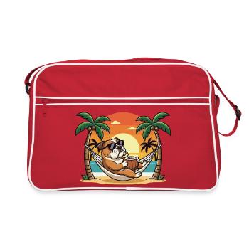 Drôle de bouledogue sur le hamac de plage pendant les vacances d’été - Sac Retro - rouge/blanc - Devant