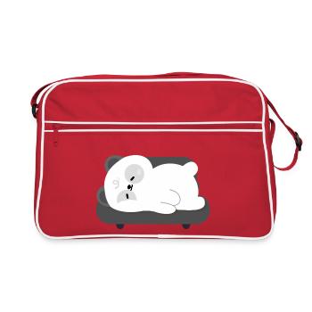 Tired Panda Nap on Sofa - Retro Bag - red/white - Front