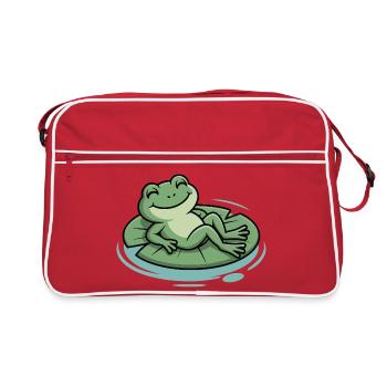 Lounge frog on lily pad - Retro Bag - red/white - Front