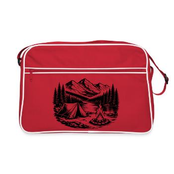 Camping Zelt Wald Outdoor - Retro Tasche - Rot/Weiß - Vorne