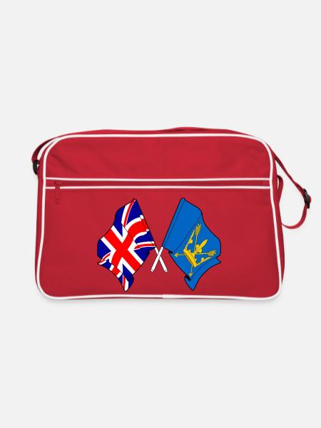 Suffolk & Großbritannien kreuzte Flaggen - Retro Tasche - Rot/Weiß - Vorne