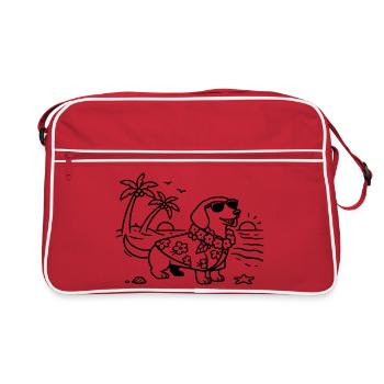 Hawaii vacation dachshund vacation mode with dog - Retro Bag - red/white - Front