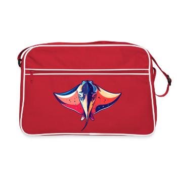 Colorful Manta Rays Graphic Sea Creatures Motif - Retro Bag - red/white - Front