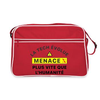 MenaceX_la_tech_evolue_plus_vite_que_l-humanite - Sac Retro - rouge/blanc - Devant
