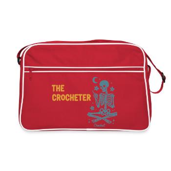 Funny Crochet Lover The Crocheter Skeleton Crochet - Retro Bag - red/white - Front