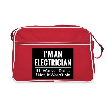 Electrician T-Shirt – Funny Trade Workwear Joke - Retro Bag - red/white - Front