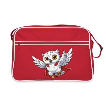 Coole Eule Motivationssprüche Held Schneeeule - Retro Tasche - Rot/Weiß - Vorne