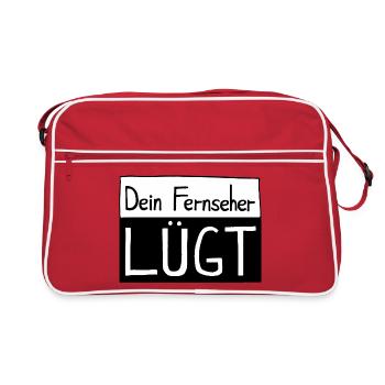 Dein Fernseher LÜGT - Retro Tasche - Rot/Weiß - Vorne