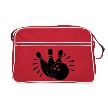 Bowling ball and pins - Retro Bag - red/white - Front