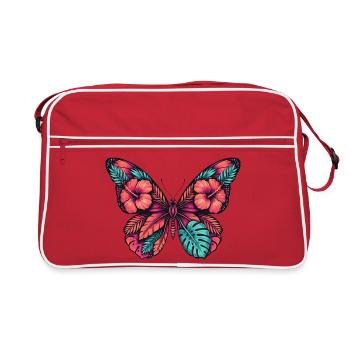 Magie des papillons des fleurs tropicales - Sac Retro - rouge/blanc - Devant
