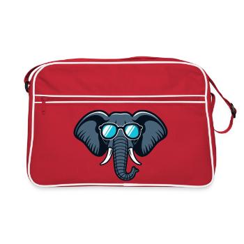 Éléphant lunettes rétro - Sac Retro - rouge/blanc - Devant