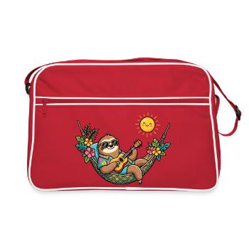 Sloth in hammock makes summer vacation beach - Retro Bag - red/white - Front