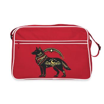 Loup de lune avec ornements dorés - Sac Retro - rouge/blanc - Devant