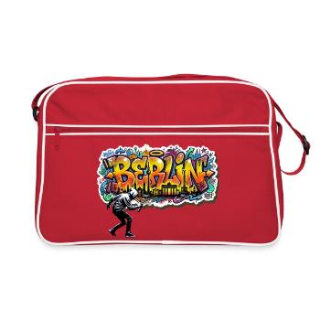 Style urbain urbain de la Skyline de Berlin Graffiti - Sac Retro - rouge/blanc - Devant