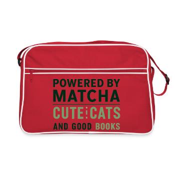 Matcha Cat Books T-shirts Cadeaux de rats de bibliothèque - Sac Retro - rouge/blanc - Devant