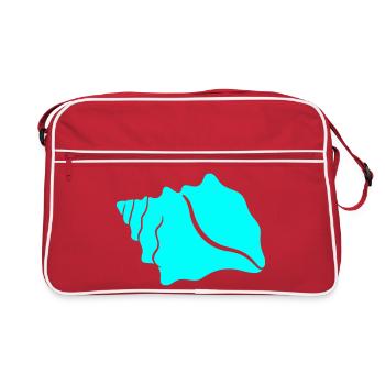 Rangée de coquillages bleu turquoise - Sac Retro - rouge/blanc - Devant