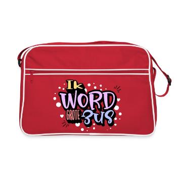 « Je deviens une grande sœur » Annonce de grossesse - Sac Retro - rouge/blanc - Devant