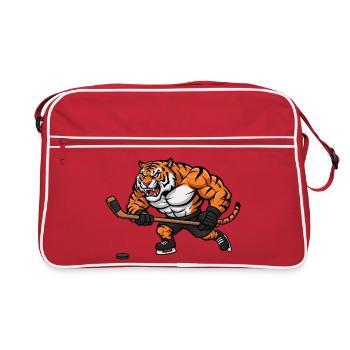 Tiger Strong Joueur de hockey sur glace déterminé comique - Sac Retro - rouge/blanc - Devant