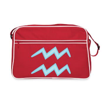 Aquarius Zodiac Sign Symbol Pastel Blue - Retro Bag - red/white - Front
