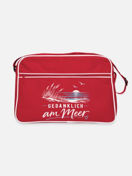 Gedanklich am Meer - Retro Tasche - Rot/Weiß