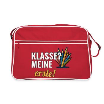 Grundschullehrerin Geschenk für die erste Klasse - Retro Tasche - Rot/Weiß - Vorne