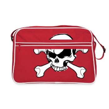 skull skull and crossbones - Retro Bag - red/white - Front