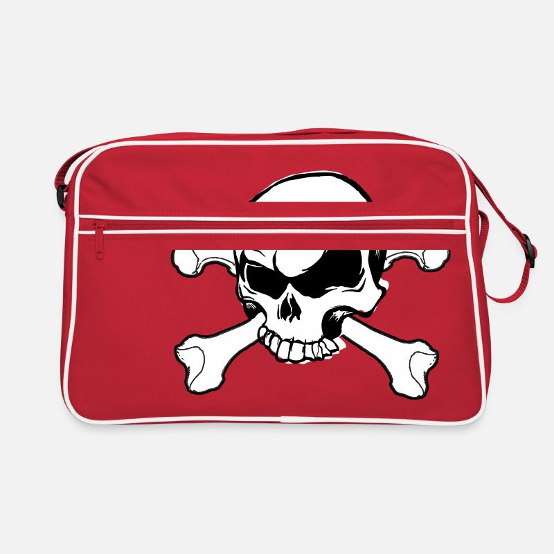 tête de mort skull et crossbones - Sac Retro - rouge/blanc