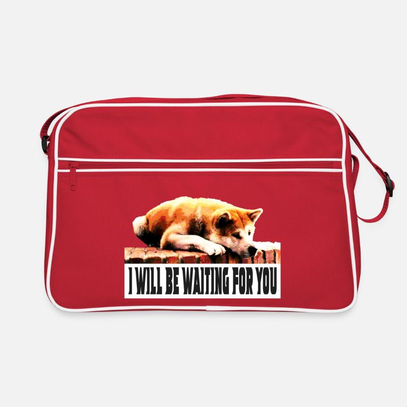 Ich werde auf dich warten - Retro Tasche - Rot/Weiß