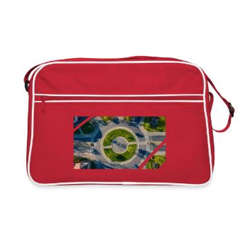 Vue aérienne Cercle rond Accents verts - Sac Retro - rouge/blanc - Devant