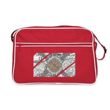 Urbanes Kreisverkehrs-Mosaik - Retro Tasche - Rot/Weiß - Vorne