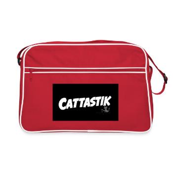 Humorous cat joke with bold writing - Retro Bag - red/white - Front