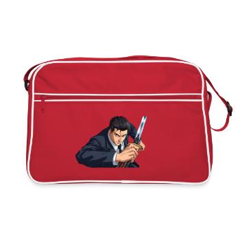 anime in suit with sword - Retro Bag - red/white - Front