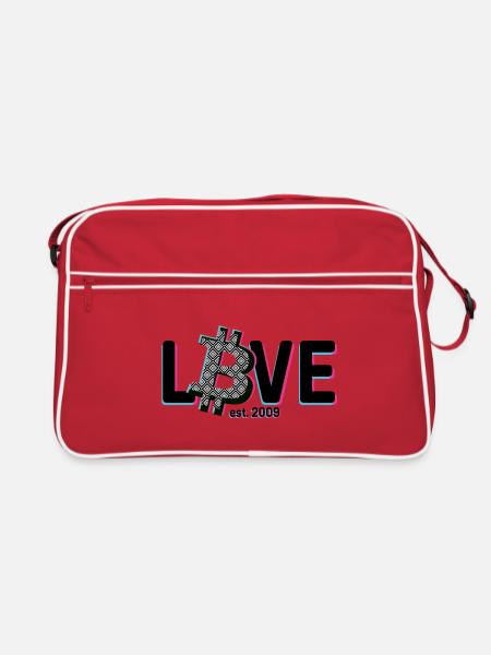 Bitcoin Love - Retro Tasche - Rot/Weiß - Vorne