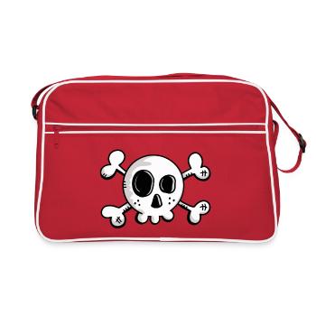Small skull with crossed bones - Retro Bag - red/white - Front