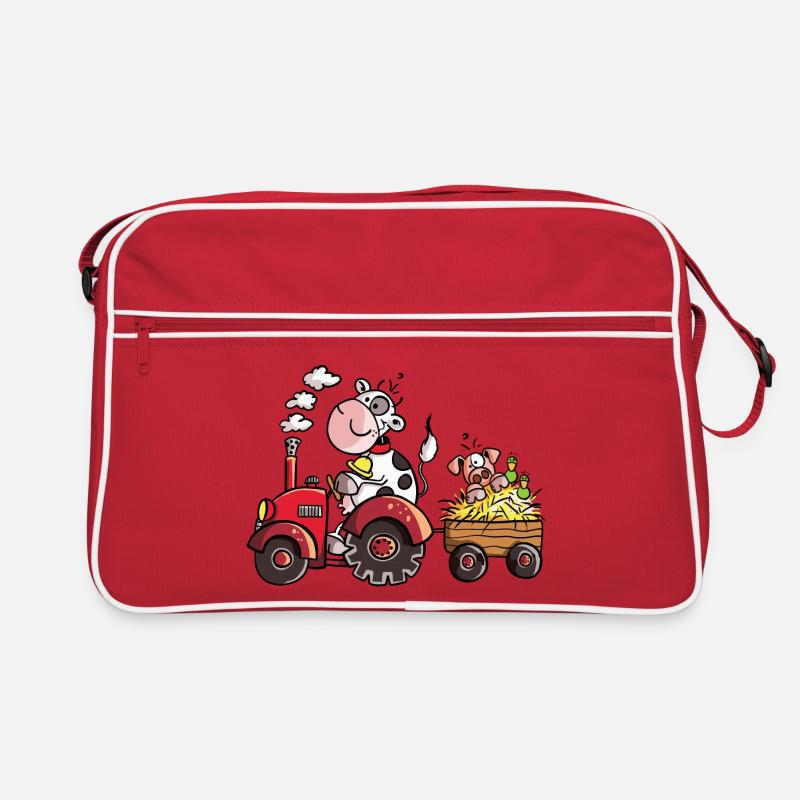 Cow driving a tractor - Farmer - Gift - Pig Retro Bag