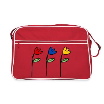 FLEUR. FLOWER. NATURE. ECOLOGIE. BONHEUR. ZEN. ANN - Sac Retro - rouge/blanc - Devant