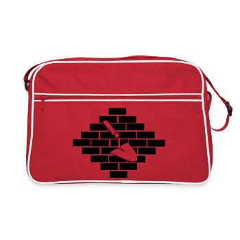 Mason masonry bricks with trowel logo - Retro Bag - red/white - Front