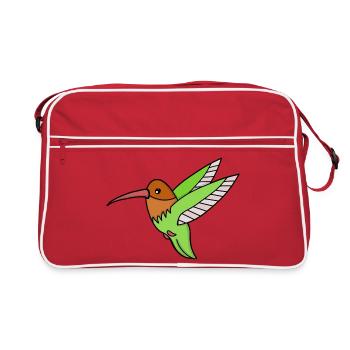Ein süßer Kolibri - Retro Tasche - Rot/Weiß - Vorne