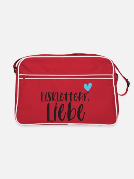 Eisklettern Klettern Wintersport Eis Geschenk - Retro Tasche - Rot/Weiß - Vorne