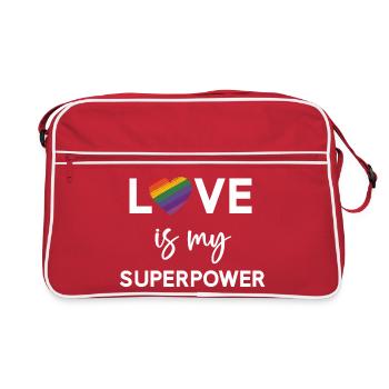 Mois de la fierté - LGBTQ+ L’amour est mon superpouvoir - Sac Retro - rouge/blanc - Devant