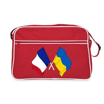 Flagge von Frankreich und Flagge Ukraine - Retro Tasche - Rot/Weiß - Vorne