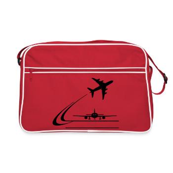 Front view airplane and away flying airplane - Retro Bag - red/white - Front