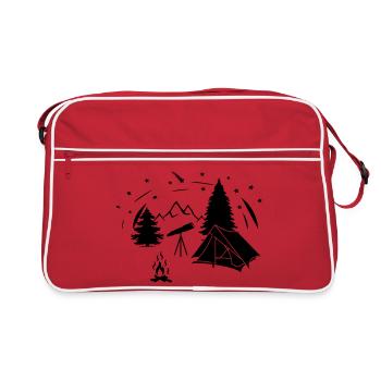 Sternenhimmel im Wald mit Starminokular - Retro Tasche - Rot/Weiß - Vorne
