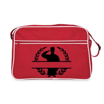 Soldier Respect salute in laurel wreath - Retro Bag - red/white - Front