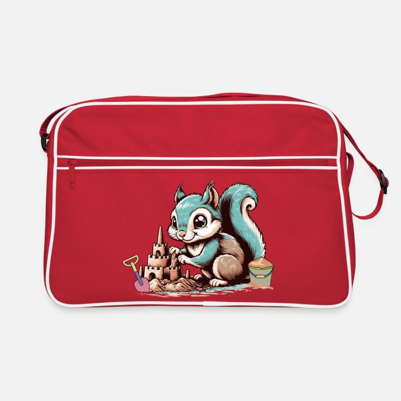 Écureuil de dessin animé mignon dans le bac à sable Sac Retro