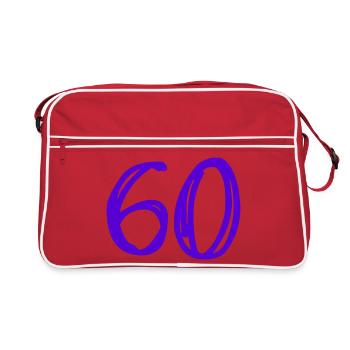60. 60 ANS. 60e ANNIVERSAIRE. ANNIVERSAIRE 60 ANS. - Sac Retro - rouge/blanc - Devant