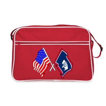 Drapeau des États-Unis et de l’État du Wyoming franchi - Sac Retro - rouge/blanc - Devant