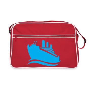 Silhouette de bateau de croisière mer minimaliste - Sac Retro - rouge/blanc - Devant