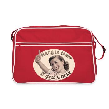 Bleib dran, es wird schlimmer - Retro Tasche - Rot/Weiß - Vorne